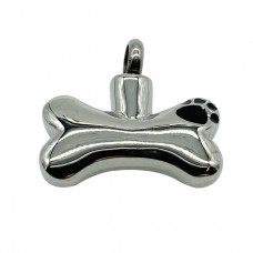 Silver Bone with Paw Print