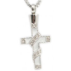 White Draped Cross Pendant
