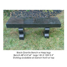 Black Granite Bench with Harp Legs