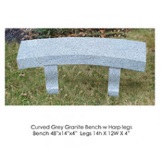 Curved Grey Granite Bench with Harp Legs