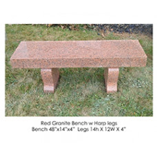 Red Granite Bench with Harp Legs